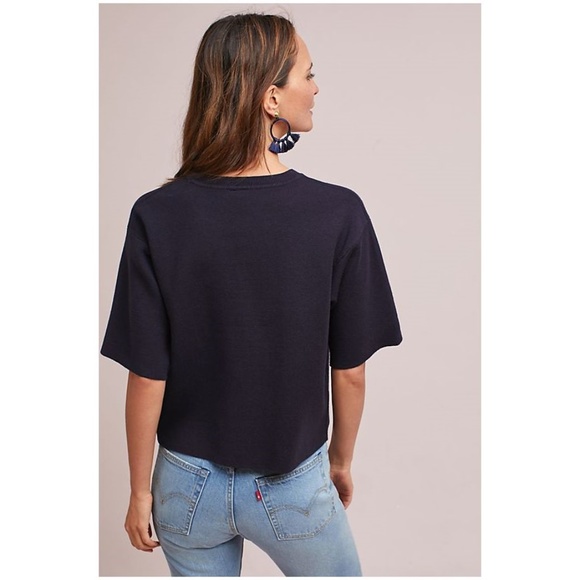 Anthro MOTH Navy Blue Romana Pullover Sweater Top - Picture 3 of 8